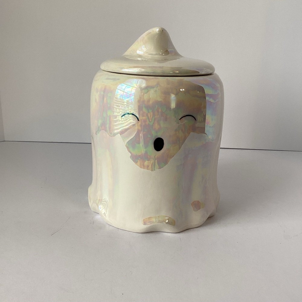 10 STRAWBERRY STREET: iridescent ceramic 9 inch ghost canister